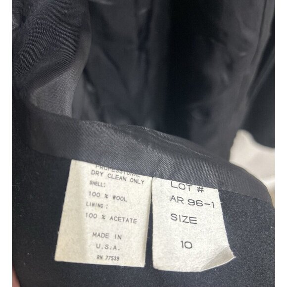 Vintage Stephanie Mathews Wool Trench Coat 10 Black Dark Academia USA Made - Picture 12 of 12